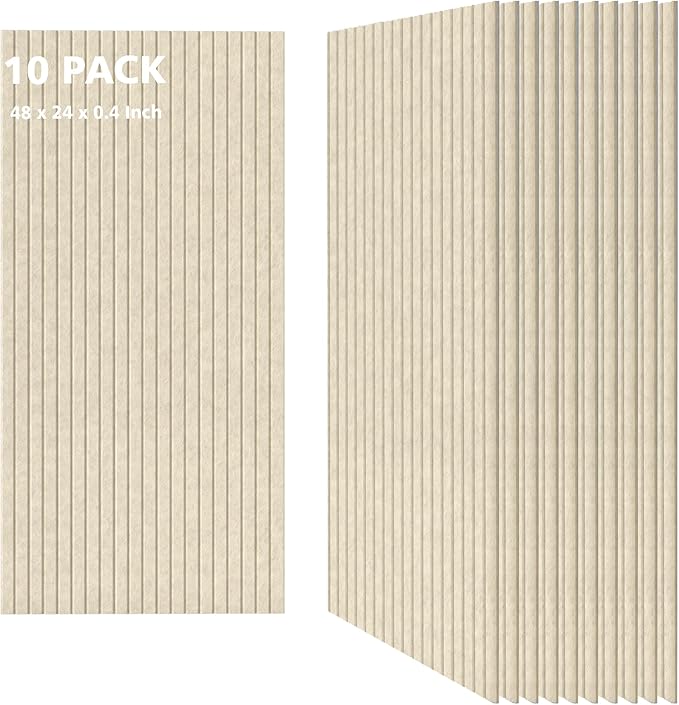 AUTORIFIC Acoustic Panels,10 Pack Sound Panels Noise Reducing for Walls,47.2"x23.6"x0.35" Soundproof Wall Panels,High-Density Acoustic Wall Panels,Decorative Wall Sound Absorbing Panel,Camel