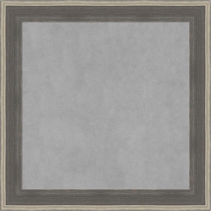 Amanti Art Grey Framed Magnetic Board 25x25 Medium Vision Board for use with Magnets, 100% Metal Sheet to Display Items as Office Decor or for Home Organization in mudroom, Kitchen or Kids Room