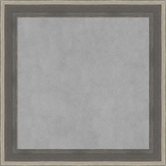 Amanti Art Grey Framed Magnetic Board 25x25 Medium Vision Board for use with Magnets, 100% Metal Sheet to Display Items as Office Decor or for Home Organization in mudroom, Kitchen or Kids Room
