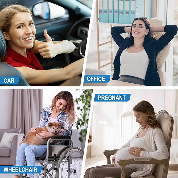 Lofty Aim Lumbar Support Pillow for Car, Memory Foam Lumbar Pillow for Lower Back Pain Relief - Back Cushion for Driving, Chair Support for Car-Office Chair, Wheelchair - Classic Dark Grey