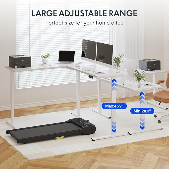 FLEXISPOT L Shaped Standing Desk, 63 x 55 Inch Electric Height Adjustable Corner Desk, Sit Stand Computer Workstation, Preset Controller, Home Office, White Frame with White Top
