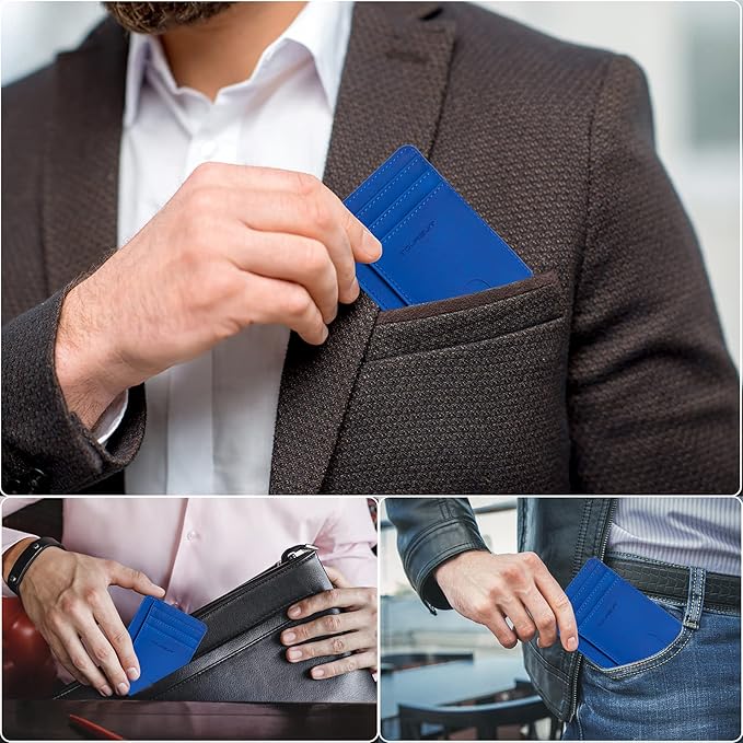 TOURSUIT Travel Minimalist Slim Front Pocket Wallet for Men Women, RFID Blocking Credit Card Holder Case (Dark Blue)