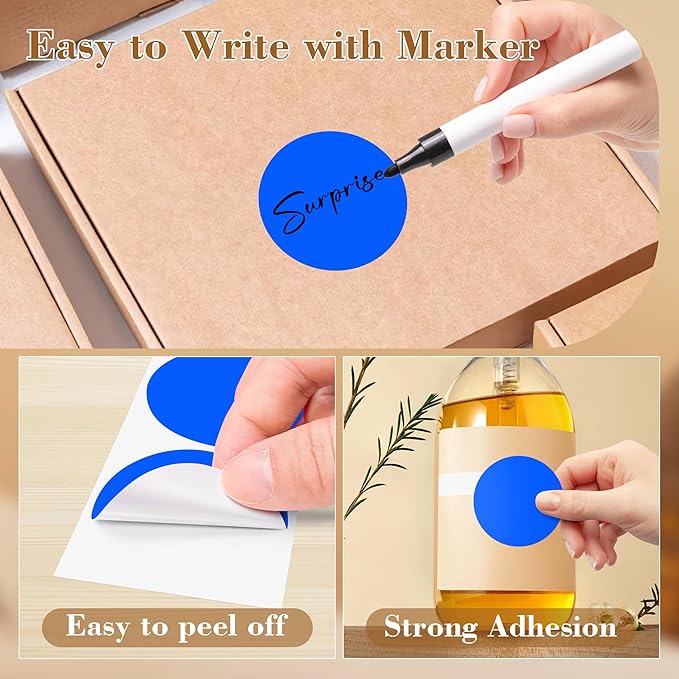 2 Inch Color Coding Round Labels (2000Pcs, 4 Rolls) - Round Colored Dot Stickers for Inventory, Pantry, Warehouse Organization - Blue Circle Dot Labels