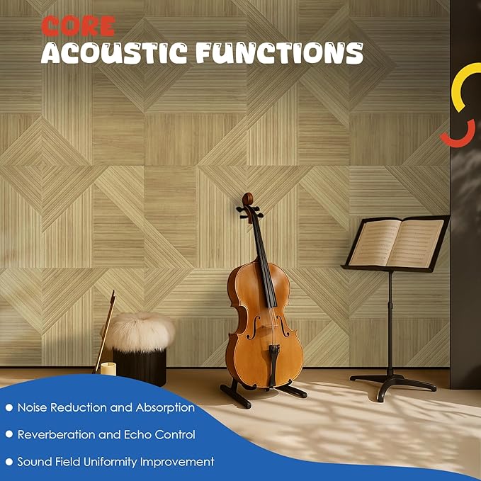 EVENRISING Large Acoustic Panels 6 Pack,Soundproof Wall Panels 23.6 x 23.6 Inches,Decorative Sound Panels,Self-Adhesive Acoustic Wall Panels for Home Studio Office, Harmony Geometric