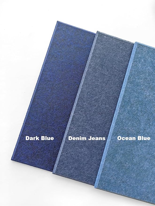 DECORITA Blue Felt Bulletin Board 47"x35" | Large Cork Bulletin Board Alternative for Office, Home & Classroom | Felt Wall Tiles (12-Pack) | Blue Classroom Decor Office Supplies | Dark Blue