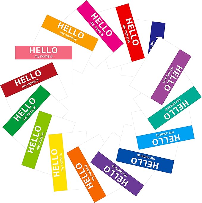 15 Colors 405 PCs Name Tag Sticker in for Themed Party School Office Home (3"x2" Each)