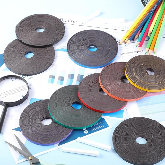 AmazingSpark Magnetic Tape Roll Thin Strips, 0.39 Inch x 66 Feet Magnetic Board Dividers Whiteboard Graphic Decorative Tape Marking Line for Classroom Office Art Accessories(Purple)