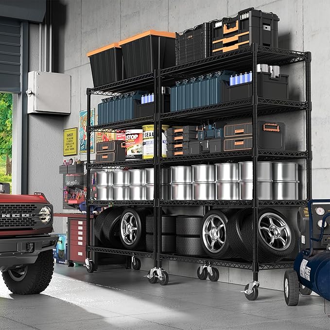 M MZG Garage Shelving 5 Tier Industrial Metal Shelving Units for Commercial, Basement, Pantry, Warehouse, School, Black Heavy Duty Easy Assembly 23.6" D x 53.2" W x 73.6" H