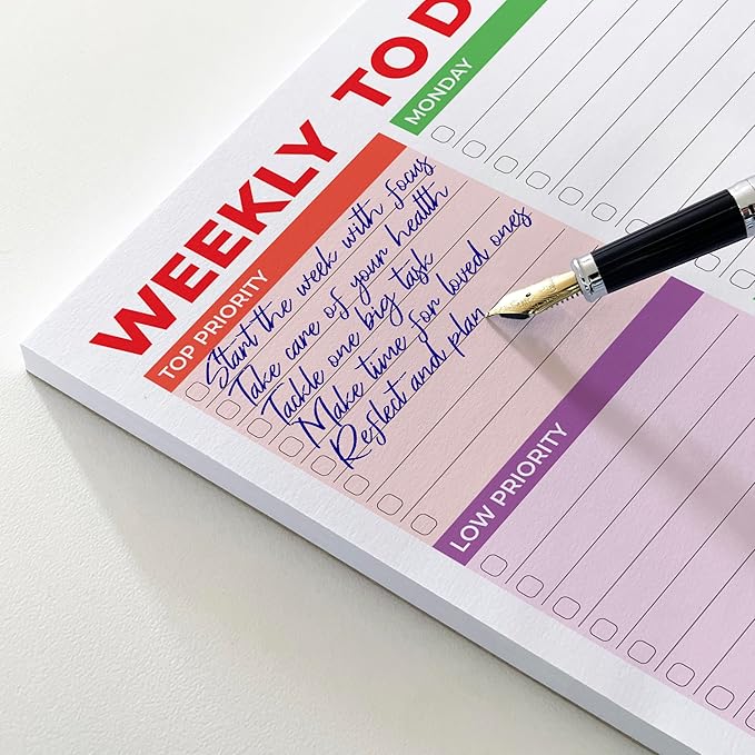 Weekly Planner Notepad, Weekly To Do List Notepad, Tear Off Undated Weekly Planner Pad, 11.5" x 8", Premium Thick Paper with Cardboard Back Support, Desk Planner for Office & Home, Vivid Color Design.