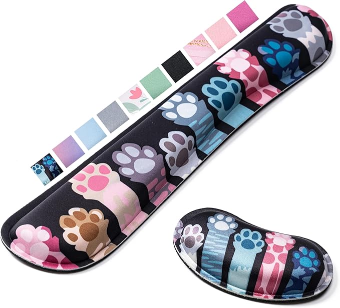 Hoewina Keyboard Wrist Rest,Ergonomic Wrist Rest,Superfine Fabric and Gel Memory Foam Wrist Pad for Computer Keyboard for Easy Typing & Pain Relief, Suitable for Office, Family, Outdoor, Cat Paw Style