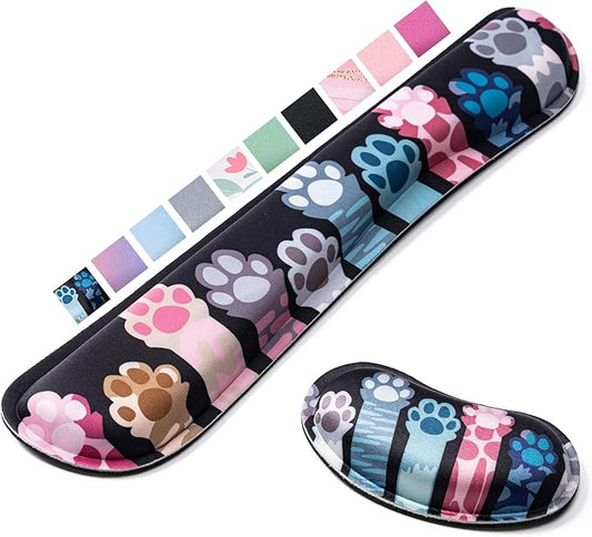 Hoewina Keyboard Wrist Rest,Ergonomic Wrist Rest,Superfine Fabric and Gel Memory Foam Wrist Pad for Computer Keyboard for Easy Typing & Pain Relief, Suitable for Office, Family, Outdoor, Cat Paw Style