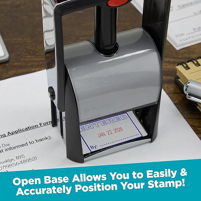 MaxMark Heavy Duty Self Inking Date Stamp with Phrase Paid - Black Ink