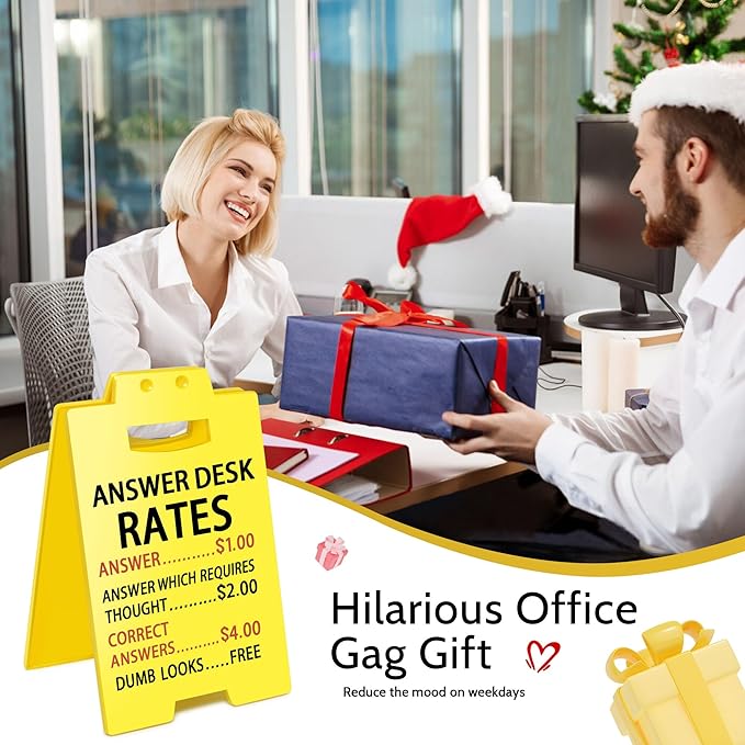 Smilelife Funny Office Cubicle Decor Answer Desk Rates Desk Sign Team Office Gag Gifts for Coworker Teammate Employee Boss Manager