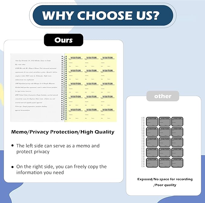 1 Pack of Visitor Badges Log with Carbon Copy Protecting Privacy Pages Visitor Stickers 8.5x11 Inch Visitor Log Book School Church Business Pass Guest Register Book - 225 Badges 30 Memo Pages (1)