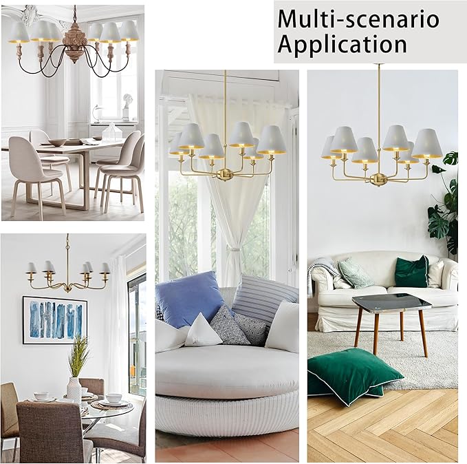 TAaMTYH small lamp shade chandelier shades set of 3，Fabric Lampshade for Wall Lamp，chandelier shades，small tadle lamps，For Cutting Edge bulbs, Clip-on Fitter Lampshade，3" X 6" X 5"