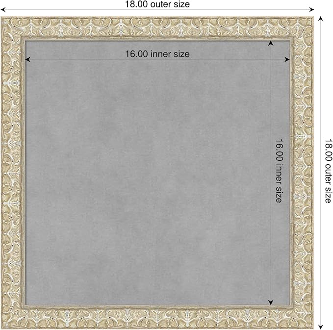 Amanti Art Silver Framed Magnetic Board 18x18 Small Vision Board for use with Magnets, 100% Metal Sheet to Display Items as Office Decor or for Home Organization in mudroom, Kitchen or Kids Room