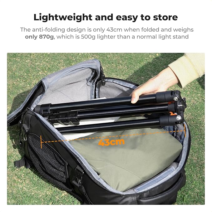 K&F CONCEPT Extendable Photography Stand, Adjustable 6.56ft/78.7"/2M Aluminum Tripod with 1/4" Screw, 2-Pack Reversible Portable Studio Lighting Tripod for Strobe Light/Webcams/Cameras with Bag