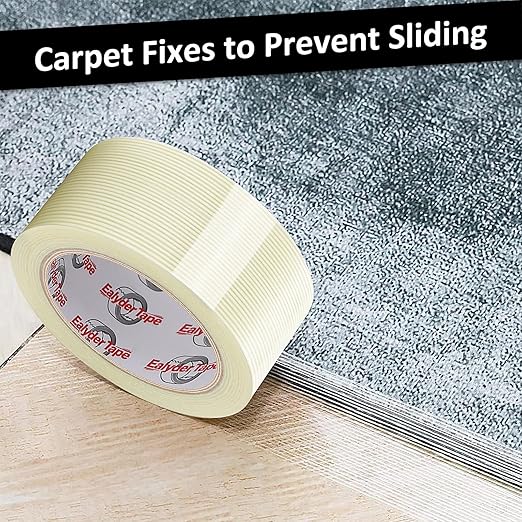 Ealyder Tape 2 Inch x 30 Yards Transparent Reinforced Fiberglass Tape – 5.5 Mil Filament Strapping Tape, Adhesive Heavy Duty
