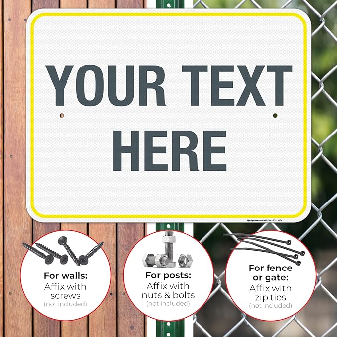 Personalized Custom Customize for Office, Business, Workplace, Home, Airbnb, Delivery Yellow Sign, 18x24 Inches, 3M EGP Reflective .080 Aluminum, Fade Resistant, Made in USA by Sigo Signs