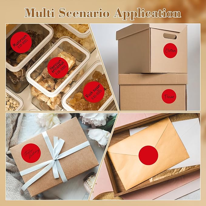 2 Inch Color Coding Round Labels (2000Pcs, 4 Rolls) - Round Colored Dot Stickers for Inventory, Pantry, Warehouse Organization - Red Circle Dot Labels