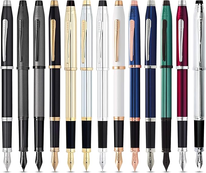 Cross Century II Refillable Fountain Pen, Fine Nib, Includes Luxury Gift Box - Translucent Cobalt Blue Lacquer