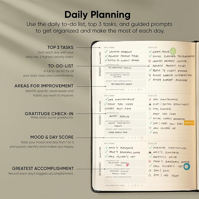 PRODUCTIVITY STORE Pro - Undated, 2026 Planner, 5.8” x 8.3” - The #1 Productivity Planner to Achieve Your 2026 Goals - Planner 2026-2027 - Black - A5