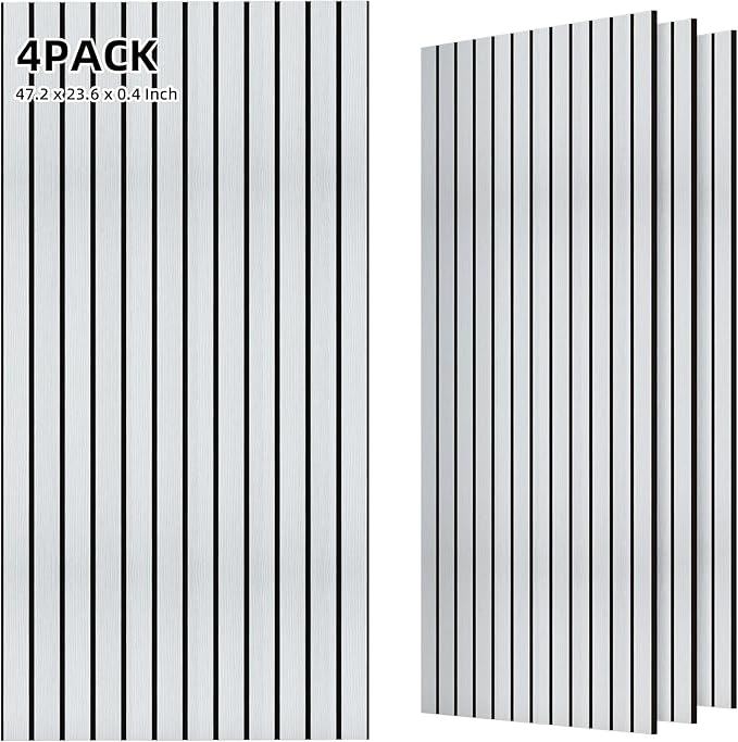 TO-TH Wood-Look Acoustic Panel, 4 Pack 47.2” x 23.6” Soundproof Wall Panels, Decorative Sound Absorbers Large Acoustic Panels for Home, Office, Basement, White Oak