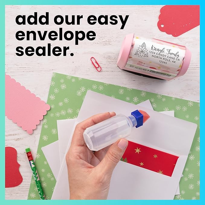 ExcelMark Address Stamp - Custom Return Address Stamp with Elegant Designs, Vibrant Colors & Patterns – Perfect for Mail, Invitations & Gifts (Holiday)