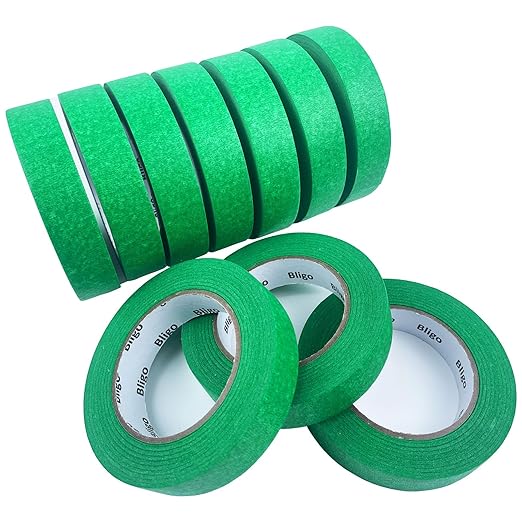 Bligo 10 Pack Green Painters Tape 1 Inch x 55 Yards, Medium Adhesive Masking Tape Bulk (550 Total Yards), Residue-Free for Painting, DIY Crafting, Indoor & Outdoor Use
