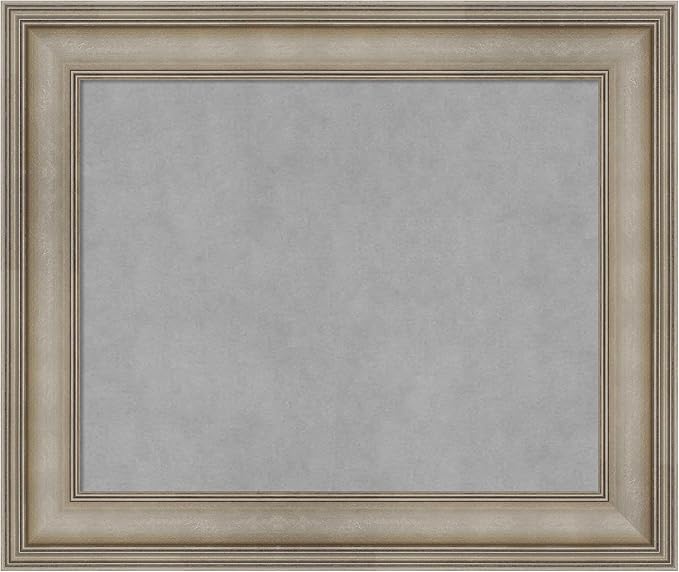 Amanti Art Silver Framed Magnetic Board 21x25 Small Vision Board for use with Magnets, 100% Metal Sheet to Display Items as Office Decor or for Home Organization in mudroom, Kitchen or Kids Room
