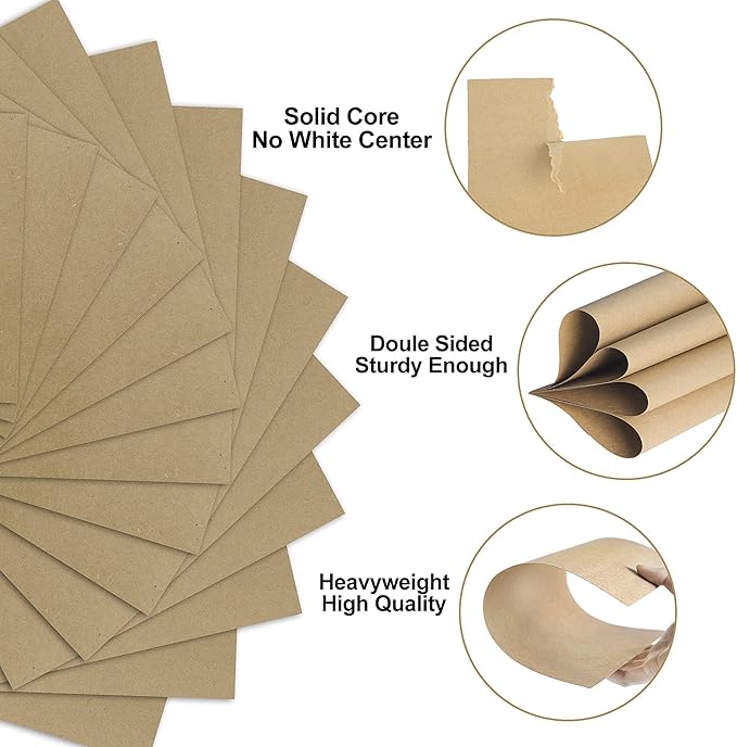 Brown Kraft Cardstock - 8.5'' x 11'' 85lb Cover Card Stock Heavyweight Paper Perfect for Scrapbooks/Art/Crafts/Christmas/New Year Cards 25 Sheets 250GSM UAP13KP