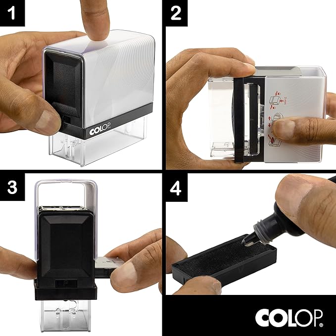 COLOP Extra Large Size Self Inking Custom Text Stamp - Choose from Many Fonts & 15 Ink Colors