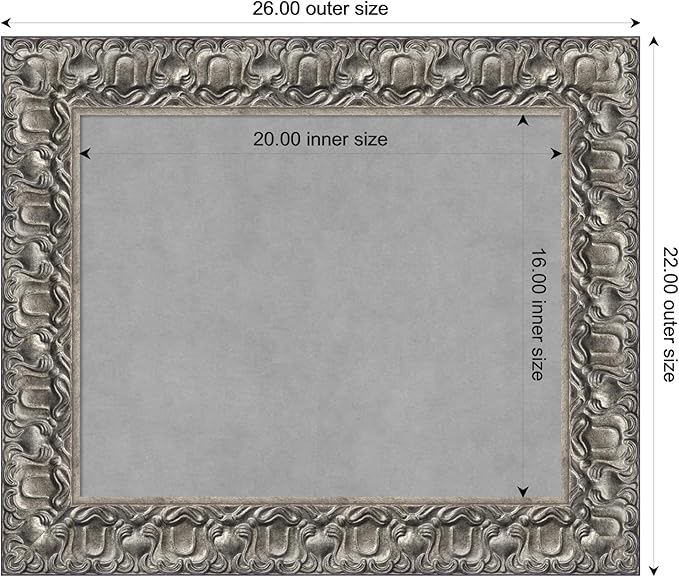 Amanti Art Silver Framed Magnetic Board 22x26 Small Vision Board for use with Magnets, 100% Metal Sheet to Display Items as Office Decor or for Home Organization in mudroom, Kitchen or Kids Room
