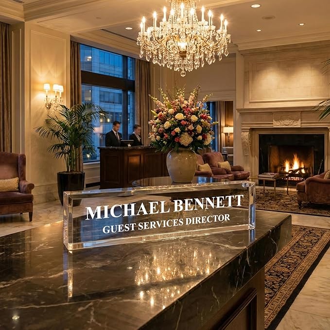 SignsByLITA Personalized Acrylic Desk Name Plate 2" x 10" - Office Desk Accessories Décor