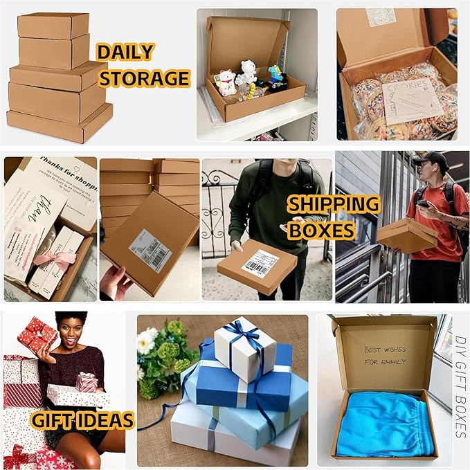JOWLOT 12x9x2 inch Small Shipping Boxes Set of 25, Brown Corrugated Cardboard Box Literature Mailer for Mailing Packing Moving and Storage