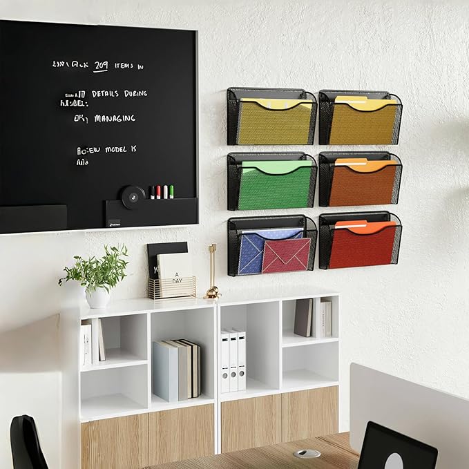 MINDEPOT Wall File Organizer,Hanging Wall Mounted File Folder Binder Holder Mail Organizer for Office,Home and School Supplies