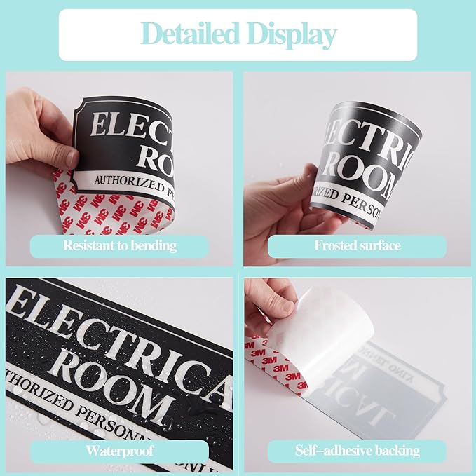 Electrical Room Door Sign for Business，Self-Adhesive Durable Modern Electrical Closet Room Sticker for Home, UV and Weather Resistant Authorized Personnel Only Signs for Business ，Workplace