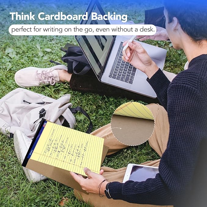 WritePads Legal note pads 8.5"x11" Legal Pads,Wide Ruled,Canary Paper,12 Pack,50 Sheets Per Writing Pad,Micro perforated Writing Pad,BL-MCY50W-12PAD
