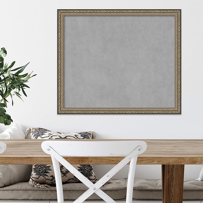 Amanti Art Silver Framed Magnetic Board 22x26 Medium Vision Board for use with Magnets, 100% Metal Sheet to Display Items as Office Decor or for Home Organization in mudroom, Kitchen or Kids Room