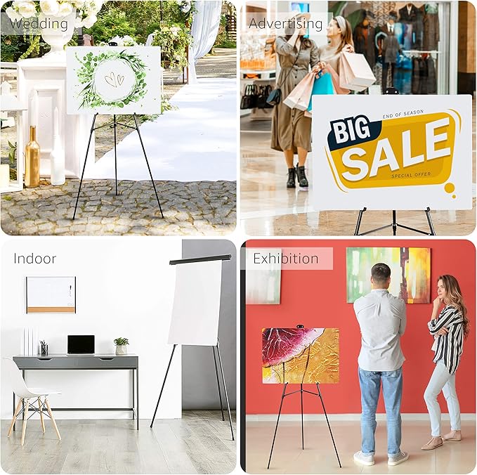 Amazon Basics High Boardroom Aluminum Flipchart Whiteboard and Display Easel Stand with Adjustable Height Telescope Tripod, 35 x 2 x 28 Inches, Black