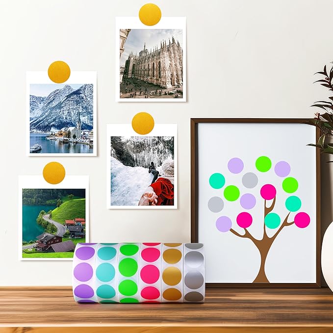 PARLAIM 3/4 Inch Roll Color Coding Labels,1000 per Roll Round Permanent Adhesive Color Coding Circle Dot Stickers for Office Home(Gold)