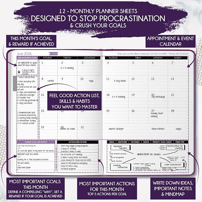 Law of Attraction Planner 2026 Deluxe with Productivity App | Weekly & Monthly Goal-Setting Planner, Life & Gratitude Journal | Include Foldable Vision Board, Gift Box & Stickers