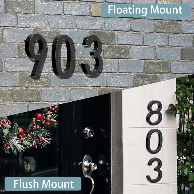 6" Floating Stainless Steel Address House Number, Modern Metal Anti-Rust House Numbers with Nail Kits for Door Garden Mailbox Decor Visibility Signage (6)