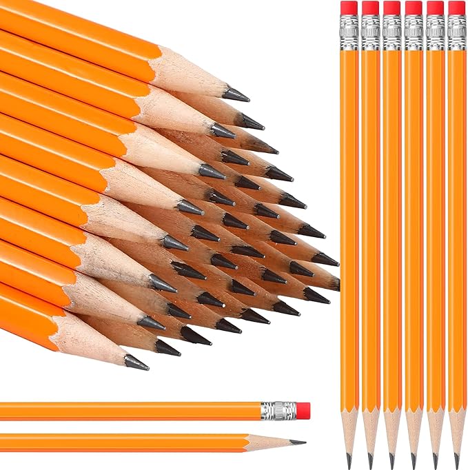 TecUnite 600 Pcs HB #2 Unsharpened Pencils bulk with Eraser Wooden Hexagonal No 2 neon Pencils for Adults Gifts Exams Office Sketching Party Favors(Orange)