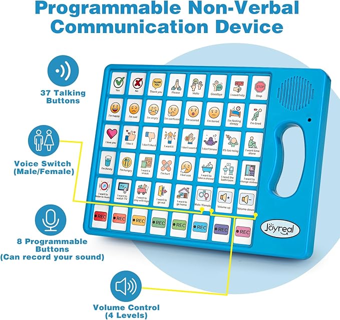 Joyreal AAC Device for Autism, Non Verbal Communication Tools for Speech Therapy & Stroke Rehab. Speech Communication Tablet, Autism Talking Aids with 8 Programmable Buttons (Blue)