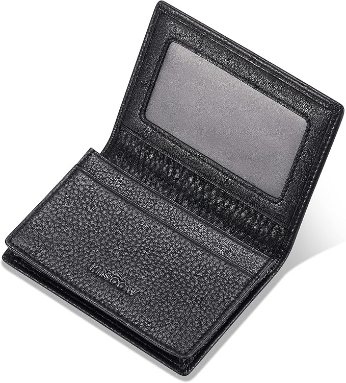 Leather Business Card Case Holder for Men & Women, Italian Calfskin