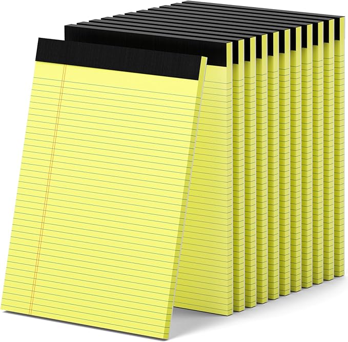 AILZFEI 12 Pack Yellow Legal Pads 8.5 x 11.75 College Ruled Yellow Note Pad Narrow Ruled 30 Sheets Notepads Perforated Writing Pad Clear Print 8x11 Legal Pads Pads of Paper