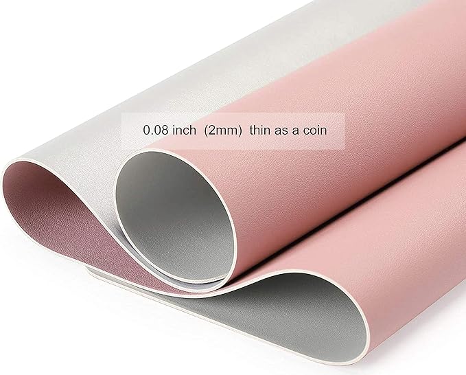 SUJAYU Dual Sided PU Leather Desk Pad, Mouse Pad, Office Desk Mat, Non-Slip Laptop Desk Pad, Waterproof Desk Writing Pad for Office and Home (23.6" x 11.8", Pink+Silver)