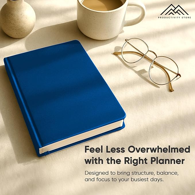 Daily Planner 2026 (5" x 8") - The Ultimate Daily Workflow Planner with Hourly Schedule & Task List to Achieve Your Goals by PRODUCTIVITY STORE (A5, Navy Blue)