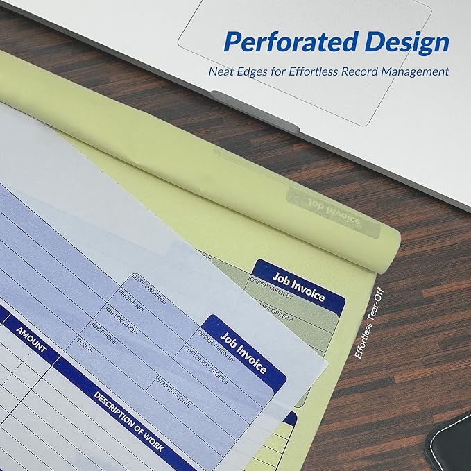 Harfesto Job Work Order Forms, Large Size Contractor Invoice Book 8-1/2" x 11-7/16", Invoice Receipt Book for Small Business, 2-Part Carbonless Forms, 50 Sets